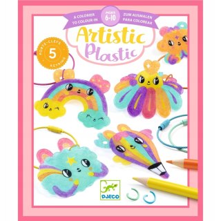 Magiczny Plastik Breloczki Kawaii Zestaw DIY 5 szt. + 6 kredek DJECO