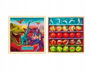 Kulki szklane Dinozaury Billes&Co zestaw kolekcjonerski 25 szt