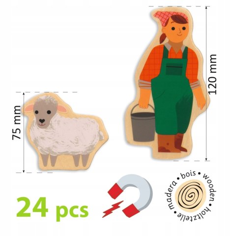 DJECO Drewniana Układanka Magnetyczna Farma Magnesy 24 el. 2+