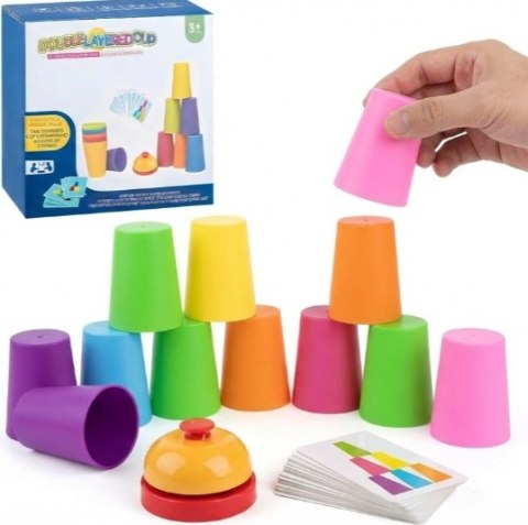Gra Zręcznościowa Cup Stacking Kubeczki Dzwonek Refleks 2 Graczy