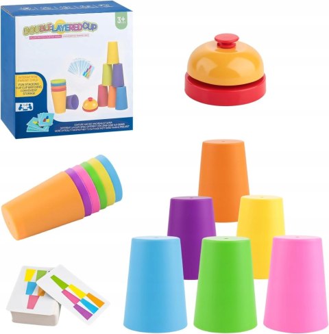 Gra Zręcznościowa Cup Stacking Kubeczki Dzwonek Refleks 2 Graczy