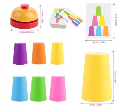 Gra Zręcznościowa Cup Stacking Kubeczki Dzwonek Refleks 2 Graczy