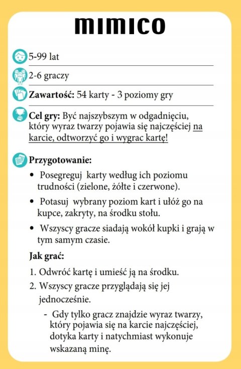 Djeco Mimico Gra Karciana Śmieszne Miny Spostrzegawczość Rodzinna 5+