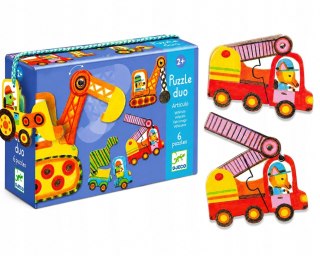 Djeco Puzzle Duo Pojazdy Ruchome Elementy 6 Puzzli 2+ Pierwsze Puzzle