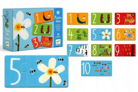 Djeco Puzzle Edukacyjne Liczby Zwierzęta Nauka Liczenia 3+