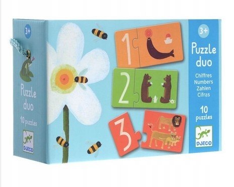 Djeco Puzzle Edukacyjne Liczby Zwierzęta Nauka Liczenia 3+