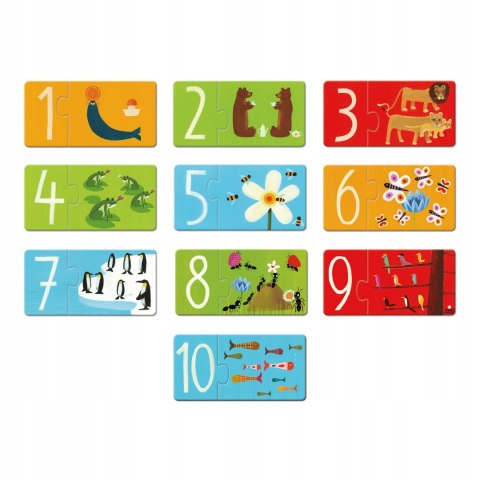 Djeco Puzzle Edukacyjne Liczby Zwierzęta Nauka Liczenia 3+