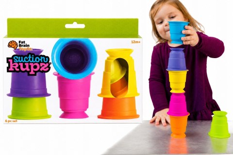 Fat Brain Toys Kubeczki Kubki Przyssawki Silikonowe Sensoryczne 6 szt 12m+
