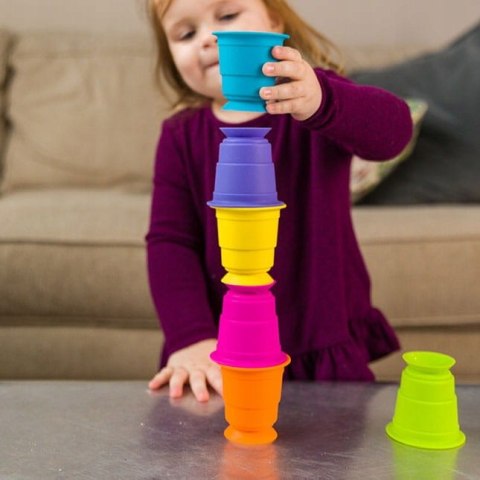 Fat Brain Toys Kubeczki Kubki Przyssawki Silikonowe Sensoryczne 6 szt 12m+