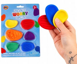 Kamienie Sensoryczne Antystresowe Fidget Worry Stones 6 szt Zabawka SI 3+